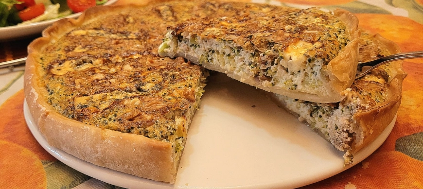 Quiche de brócoli y queso azul. Thermomix sin gluten.