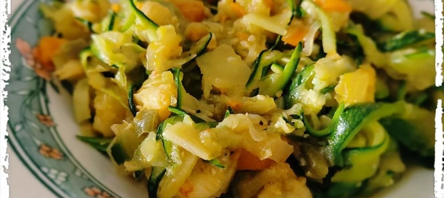 Espaguetis de calabacín con gambas