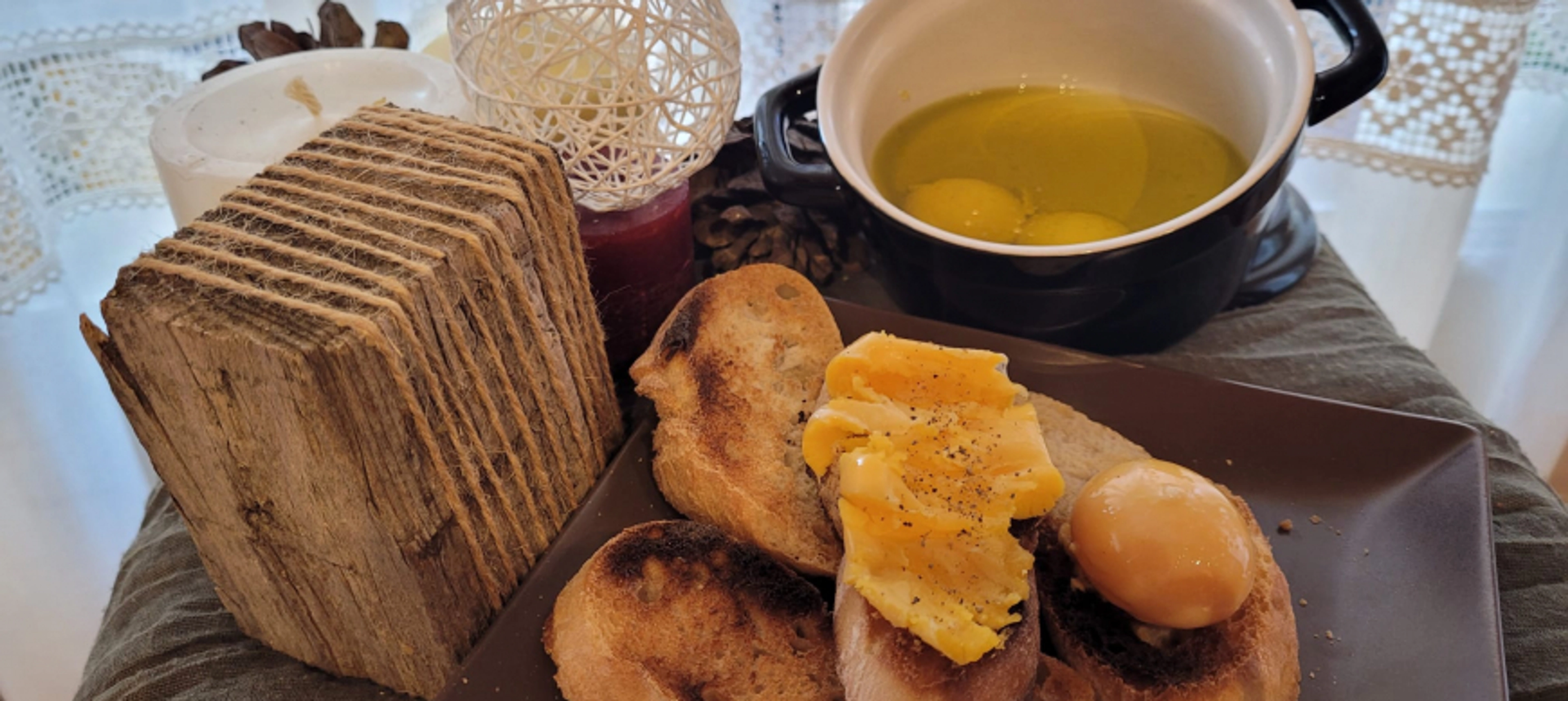 Yemas confitadas. Aperitivos de 10 con Thermomix.